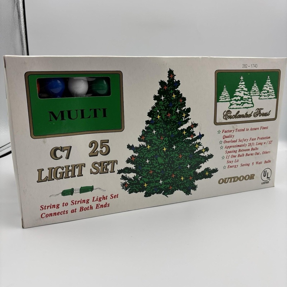 3 Sets Enchanted Forest 25-Light Set C7 Ceramic‎ Style Bulbs Vtg Christmas